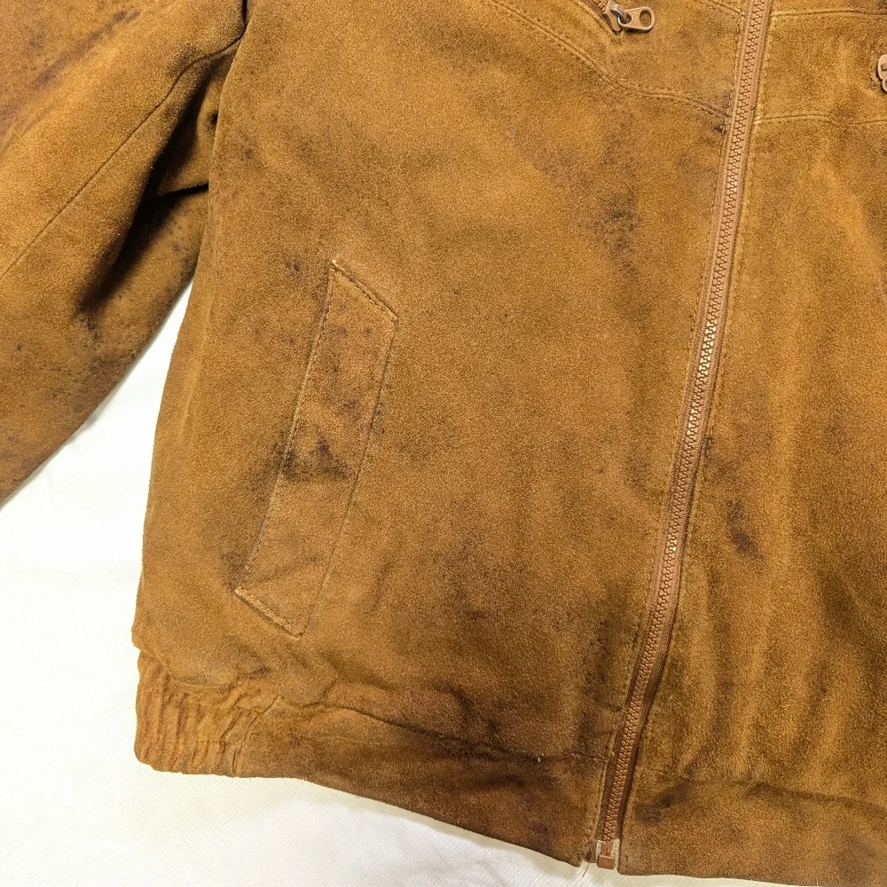 Tarleton 70s Vintage Leather Quilted Coat DAMAGE READ Western Streetwear Work